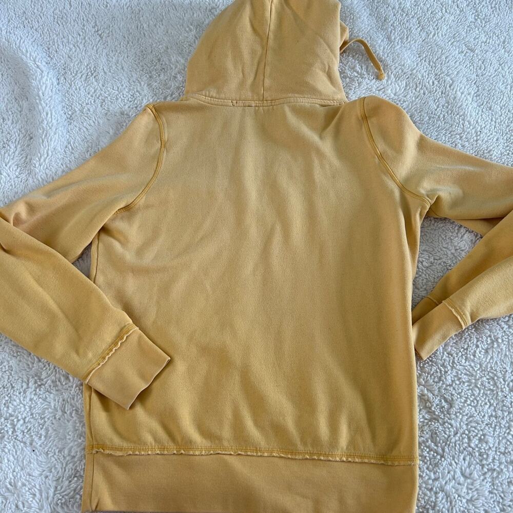 VTG Y2K Victoria's Secret PINK Hoodie Yellow V-Neck Graphic Print College Preppy - Picture 3 of 6